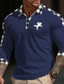 abordables polo classique-Homme Polo sport Polos boutonnés Casual Des sports Revers manche longue Mode basique Plaid Bloc de couleur Bouton Broderie Printemps &amp; Automne Standard Blanche Jaune Bleu Bleu de minuit Polo sport