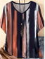 cheap Art&amp;Design tee-Women&#039;s T Shirt Casual Color Block Striped Print Short Sleeve Regular Tops V Neck Daily Weekend Red Summer