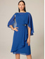 cheap Formal Dresses-Women&#039;s Plus Size Wedding Guest Cocktail Dress Set Chiffon Ruffle Boat Neck Sleeveless Midi Dress Party Elegant Royal Blue Summer