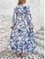 abordables Robes fleuries élégantes-robe de soirée femme florale à volants col en V robe longue maxi robe élégante élégante quotidienne à manches longues automne