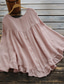 cheap Shirts-Women&#039;s Plus Size Linen-Inspired Shirts Blouse Solid Color Casual Long Sleeve Crew Neck Regular Tops Daily Buttons Pink All Seasons