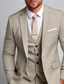 cheap Suits-Khaki Men&#039;s Wedding Suits Solid Colored 3 Piece Daily Business Plus Size Single Breasted Two-buttons 2024