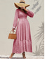abordables Robes fleuries élégantes-robe de soirée femme florale à volants col en V robe longue maxi robe élégante élégante quotidienne à manches longues automne