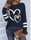 billiga Alla hjärtans dag toppar-Dam T-shirt Crew Neck Långärmad Tunika Casual Tryck Regulatoriska Toppar Daglig Marinblå Vår Höst