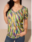 cheap Art&amp;Design tee-Women&#039;s T Shirt Graphic Basic Short Sleeve V Neck Regular Tops Daily Weekend Print Red Blue Green