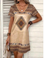 economico Abiti Boho-Abito Mini Donna Abito Petite Abito T Shirt Abito Tee Abito Estivo Abito A-Line Abito Casual Vacanza Compleanno Casual Vestibilità Larga Geometrica Maniche Corte Collo A V Khaki Estate