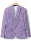 abordables Blazers Clásicos para Hombres-Hombre chaqueta Negocio Fiesta de Cóctel Fiesta de Boda Moda Casual Primavera Otoño Mezcla de Algodón Rayas Bolsillo Botones Cómodo Botonadura Simple Chaqueta de sport Rosa Morado Naranja Azul Claro