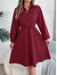 cheap Plain Work Dresses-Women&#039;s Work Dress Satin A Line Dress Fashion Office Midi Dress Button Pocket Shirt Collar Long Sleeve Plain Regular Fit Black Wine Khaki Spring Fall S M L XL