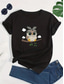 cheap Animals tee-Women&#039;s T shirt Tee 100% Cotton Owl Daily Casual Short Sleeve Black Summer