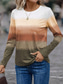cheap Art&amp;Design tee-Women&#039;s T Shirt Casual Color Block Print Long Sleeve Regular Tops Crew Neck Daily Blue Purple Brown Spring Fall