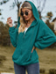 cheap Textured Hoodies &amp; Sweatshirts-Women&#039;s Zip Up Hoodie Sweatshirt Modern Plain Dailywear Sports Hooded Zipper Pocket Loose Fit Long Sleeve White Red Blue Green Fall Winter