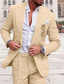 cheap Linen Suits-Champagne Beige Men&#039;s Linen Suits Beach Wedding 2 Piece Solid Colored Tailored Fit Single Breasted One-button 2024