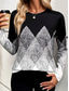 cheap Women&#039;s T-shirts-Women&#039;s T Shirt Casual Print Long Sleeve Regular Tops Crew Neck Daily Black Spring Fall