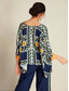 cheap Blouses &amp; Shirts-Women's Blouse Navy Blue Folk Magyar Long Sleeve V Neck Irregular Hem Casual Daily Cross Seasons
