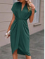 voordelige Eenvoudige jurk-Dames Casual jurk Halflange jurk Met ruches Afspraakje Vakantie Streetwear Basic V-hals Korte mouw Zwart Blozend Roze Donkergroen Kleur