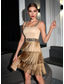 preiswerte Abiballkleid-Sheath Paillettenkleid Party Kleid Heimkehr Kleid Cocktailparty Kurz  Mini Ärmellos Spaghetti-Träger Polyester mit Glitzer Quaste Kleid um zu beeindrucken