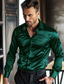 cheap Men&#039;s Casual Shirts-Men&#039;s Shirt Satin Shirt Summer Shirt Button Up Shirt Casual Shirt Black White Wine Blue Green Long Sleeve Plain Lapel Daily Vacation Clothing Apparel Fashion Casual Comfortable