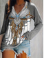 tanie T-shirt boho-Damskie Podkoszulek Graficzny Zabytkowe Codzienny Długi rękaw W serek Zwykłe topy Urlop Weekend Nadruk Zieleń wojskowa Szary Wiosna Jesień