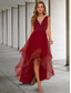 cheap Cocktail Dresses-TS A-Line Cocktail Dresses Elegant Dress Kentucky Derby Semi Formal Tea Length Sleeveless V Neck Fall Wedding Guest Organza with Ruched Christmas Dress 2024