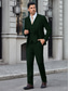 cheap Suits-Dark Green Men&#039;s Wedding Suits Solid Colored 3 Piece Tailored Fit Single Breasted One-button 2024