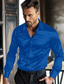 voordelige casual herenoverhemden-Voor heren Overhemd Satijnen overhemd Overhemd met knopen Normaal shirt Zwart Wit Wijn Blauw Groen Lange mouw Effen Revers Dagelijks Vakantie Kleding Polyester Modieus Casual Comfortabel