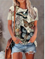 cheap Women&#039;s T-shirts-Women&#039;s T Shirt Casual Print Short Sleeve Regular Tops Daily Khaki Summer