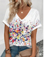 cheap Art&amp;Design tee-Women&#039;s T Shirt Stylish Casual Print Short Sleeve Regular Tops V Neck Daily White Summer