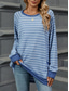 ieftine topuri tunică-Pentru femei Tricou Dungi Modă Modern Casual Manșon Lung Stil Nautic Topuri obișnuite Zilnic Sfârșit de săptămână Gri și Alb Negru Albastru piscină Gri Deschis Toamnă Iarnă