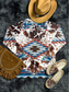 cheap Boho tee-Women&#039;s T Shirt Vintage Ethnic Print Long Sleeve Regular Tops V Neck Vacation Weekend Blue Spring Fall