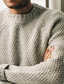 billige genser for menn-Herre Pullover genser Strikket genser Riflet Heklet Strikke Normal Strikket عادي Crew-hals Mote Grunnleggende Dagligdagstøy Stevnemøte Klær Høst vinter Svart Hvit S M L