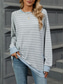 ieftine topuri tunică-Pentru femei Tricou Dungi Modă Modern Casual Manșon Lung Stil Nautic Topuri obișnuite Zilnic Sfârșit de săptămână Gri și Alb Negru Albastru piscină Gri Deschis Toamnă Iarnă