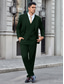 cheap Suits-Dark Green Men&#039;s Wedding Suits Solid Colored 3 Piece Tailored Fit Single Breasted One-button 2024