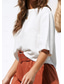 cheap Shirts-Women&#039;s Shirt Linen-Inspired Shirts Button Up 3/4 Length Sleeve Crew Neck White Summer Spring Fall