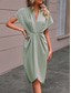 voordelige Eenvoudige jurk-Dames Casual jurk Halflange jurk Met ruches Afspraakje Vakantie Streetwear Basic V-hals Korte mouw Zwart Blozend Roze Donkergroen Kleur