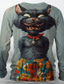 お買い得  アニマルプリントTシャツ-男性用 猫 Tシャツ 長袖 Tシャツ 3Dプリント クルーネック シャツ デザイナー レトリ／ヴィンテージ ストリート カジュアル 日常 イエロー ルビーレッド ブルー 夏 春 秋 衣類 S M L XL XXL XXXL