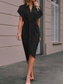 voordelige Eenvoudige jurk-Dames Casual jurk Halflange jurk Met ruches Afspraakje Vakantie Streetwear Basic V-hals Korte mouw Zwart Blozend Roze Donkergroen Kleur