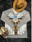 tanie T-shirt boho-Damskie Podkoszulek Graficzny Zabytkowe Codzienny Długi rękaw W serek Zwykłe topy Urlop Weekend Nadruk Zieleń wojskowa Szary Wiosna Jesień