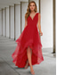 cheap Cocktail Dresses-TS A-Line Cocktail Dresses Elegant Dress Kentucky Derby Semi Formal Tea Length Sleeveless V Neck Fall Wedding Guest Organza with Ruched Christmas Dress 2024