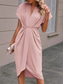 voordelige Eenvoudige jurk-Dames Casual jurk Halflange jurk Met ruches Afspraakje Vakantie Streetwear Basic V-hals Korte mouw Zwart Blozend Roze Donkergroen Kleur