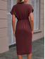 voordelige Eenvoudige jurk-Dames Casual jurk Halflange jurk Met ruches Afspraakje Vakantie Streetwear Basic V-hals Korte mouw Zwart Blozend Roze Donkergroen Kleur
