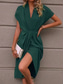 voordelige Eenvoudige jurk-Dames Casual jurk Halflange jurk Met ruches Afspraakje Vakantie Streetwear Basic V-hals Korte mouw Zwart Blozend Roze Donkergroen Kleur