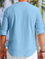 abordables chemises en lin pour hommes-Homme Chemise Chemise Lin Chemise à col officier Chemisette Chemise d&#039;été Tenues de plage Chemise boutonnée Noir Blanche Bleu manche longue Plein Col Mao Printemps été Casual du quotidien Vêtement