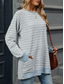 ieftine topuri tunică-Pentru femei Tricou Dungi Modă Modern Casual Manșon Lung Stil Nautic Topuri obișnuite Zilnic Sfârșit de săptămână Gri și Alb Negru Albastru piscină Gri Deschis Toamnă Iarnă