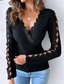 economico Top in Pizzo-camicetta da donna elegante moderna pizzo manica lunga top regolare scollo a V lavoro quotidiano nero bianco rosso grigio chiaro primavera autunno