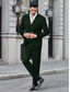 cheap Suits-Dark Green Men&#039;s Wedding Suits Solid Colored 3 Piece Tailored Fit Single Breasted One-button 2024