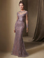 abordables Longueur du plancher-Sirène Trompette Traîne Balayage Robe d'invité de mariage Robe de Cérémonie Robe de soirée Robe de Mère de Mariée  manche longue Bijoux Élégant robe demoiselle d honneur Soirée Formelle Satin
