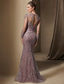abordables Longueur du plancher-Sirène Trompette Traîne Balayage Robe d'invité de mariage Robe de Cérémonie Robe de soirée Robe de Mère de Mariée  manche longue Bijoux Élégant robe demoiselle d honneur Soirée Formelle Satin