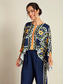 cheap Blouses &amp; Shirts-Women's Blouse Navy Blue Folk Magyar Long Sleeve V Neck Irregular Hem Casual Daily Cross Seasons