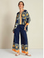 cheap Blouses &amp; Shirts-Women's Blouse Navy Blue Folk Magyar Long Sleeve V Neck Irregular Hem Casual Daily Cross Seasons