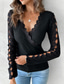 economico Top in Pizzo-camicetta da donna elegante moderna pizzo manica lunga top regolare scollo a V lavoro quotidiano nero bianco rosso grigio chiaro primavera autunno
